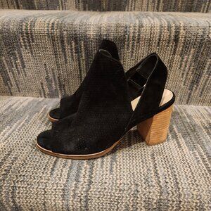 Chic Black Suede Open-Toe Heels